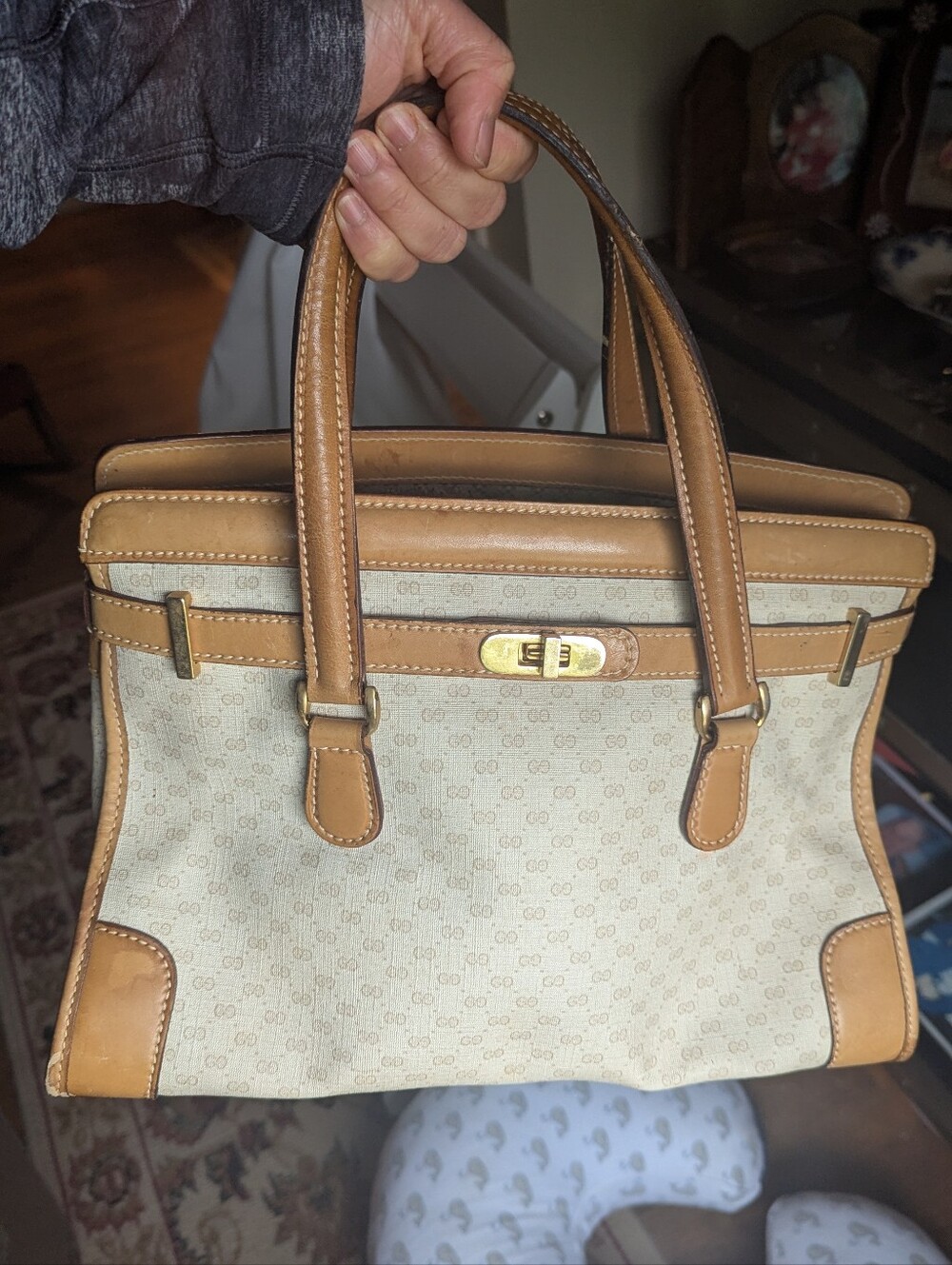 Vintage 1980s Gucci Micro GG  Satchel Bag